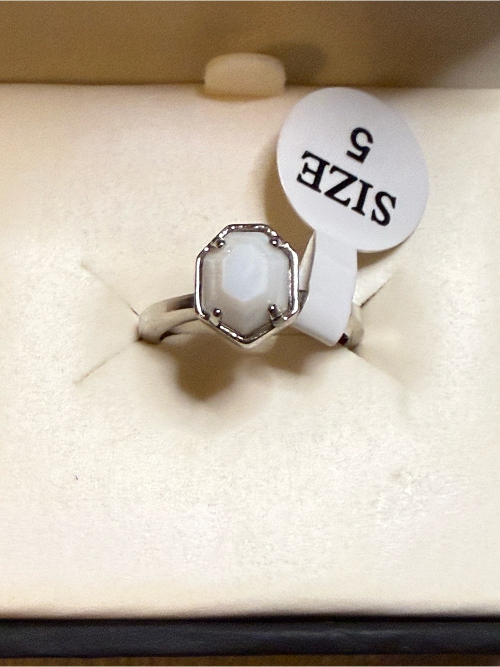 Kendra Scott White Octagon Stone Silver Ring - Size 5